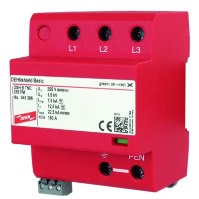 Afbeelding van DEHN 941306 DEHNshield DSH B TNC 255 FM TN C Combi afleider Overspanningsbeveiliging voor: Verdeelkast 22.5 kA 1 stuk(s)