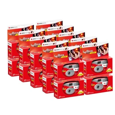 Afbeelding van AGFA Photo PACK 20 x 601020 Appareil Jetable LeBox Flash, 27 photos, Objectif Optique 31 mm Gris et Rouge