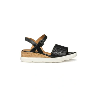 Afbeelding van Geox PISA Sandalen met plateauzool, Dames, Maat: 38, Black Leer