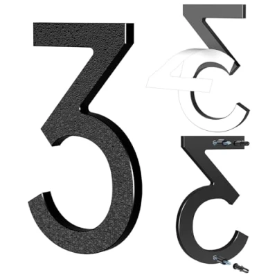 Afbeelding van Yafimea Huisnummer zwart 15 cm ABS kunststof 3D look nummer 3