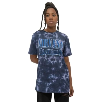 Afbeelding van Nirvana Nevermind Wavy Logo Heren T shirt L Blauw