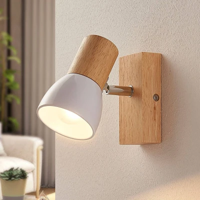 Afbeelding van Lindby buitenspot 1licht hout, metaal H: 13.6 cm E14 licht wit