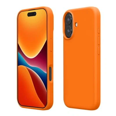 Afbeelding van kwmobile telefoonhoesje geschikt voor Apple iPhone 16 Plus Hoesje met siliconen coating Smartphone case in fruitig oranje