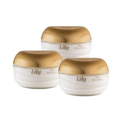 Afbeelding van O Boticário Lily Set I 3 x vochtinbrengende lichaamscrème, bodylotion, cadeau voor vrouwen, verlengde geur en 48 uur hydratatie, 250 g