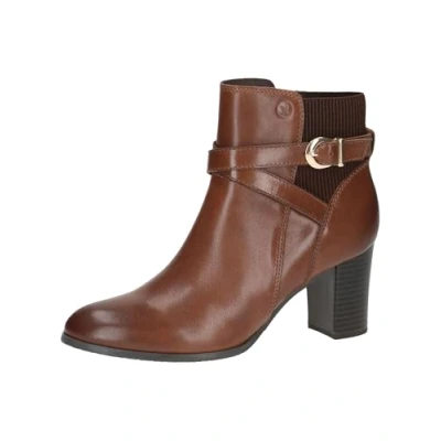 Afbeelding van Caprice Dameslaarzen met hak 9 25355 43 Enkellaarzen voor dames, Nappa cognac.