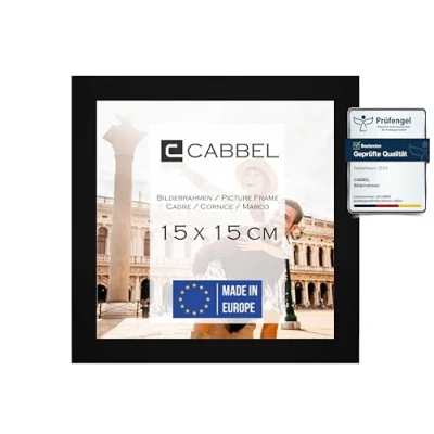 Afbeelding van CABBEL Fotolijst stabiele mdf houten lijst, onbreekbaar plexiglas, om op te hangen en neer zetten, ideaal voor foto&#039;s/afbeeldingen/collages, zwart, 15 x cm