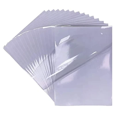 Afbeelding van 20 vellen premium vinylfolie, zelfklevend, 100% transparant, voor laserprinters en inkjetprinters, sneldrogend, DIN A4, transparant