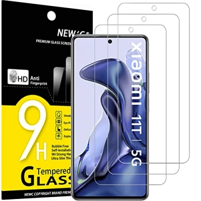 Afbeelding van NEW&#039;C Displaybeschermfolie van gehard glas voor Xiaomi 11T 5G / Pro 5G, krasbestendig, zonder luchtbellen, extreem robuust (0,33 mm HD ultra transparant), hardheid 9H, 3 stuks