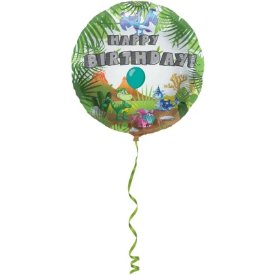 Afbeelding van Heliumballon Dinosaurus Happy Birthday 45cm per stuk
