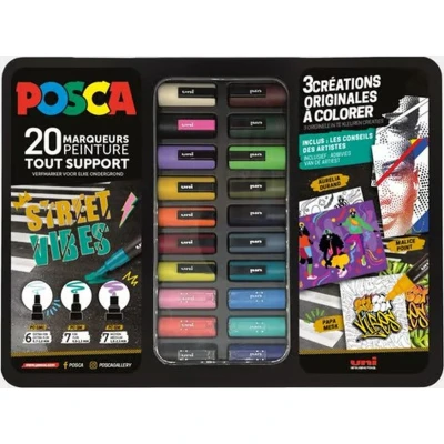 Afbeelding van Uni Posca Verfmarker Koffer Street Vibes 20 stuks