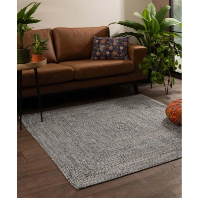 Afbeelding van Vloerkleed Katoen Vierkant Joy Blauw 150x150 Cm