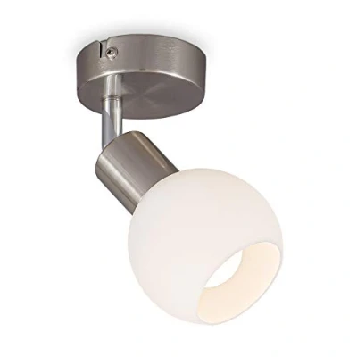 Afbeelding van B.K.Licht Wandspot plafondspots met 1 lichtpunt draaibar glazen kap witte spotjes woonkamer lamp incl. lichtbronnen E14 warm wit licht