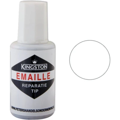 Afbeelding van Kingston emaille reparatie tip hoogglans, 20 ml, wit, ral 9010, flacon met kwast