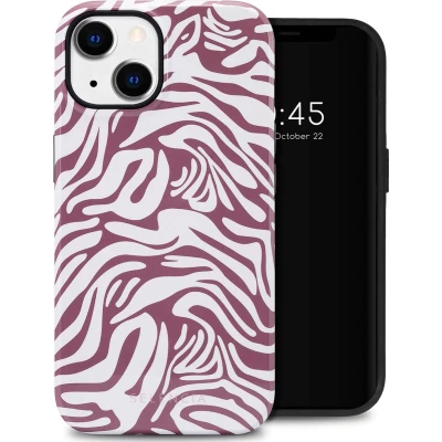 Afbeelding van Selencia Hoesje Geschikt voor iPhone 14 Vivid Backcover Trippy Swirl Dark Rose