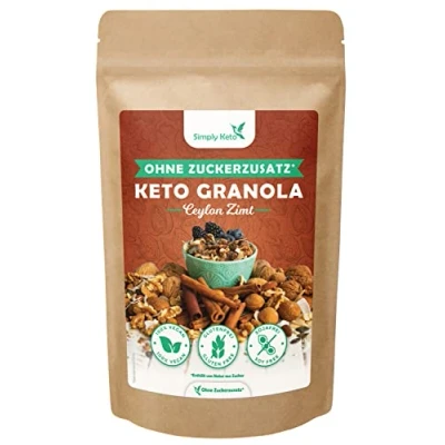 Afbeelding van Simply keto Knapperige kaneelmuesli Low Carb muesli zonder suiker heerlijke voor het perfecte ontbijt paleo &amp; veganistisch soja, lactose en gluten 500 g