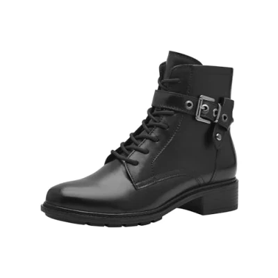 Afbeelding van Tamaris MIT Touchit Veterboots, Dames, Maat: 36, Black Leer/ synthetisch