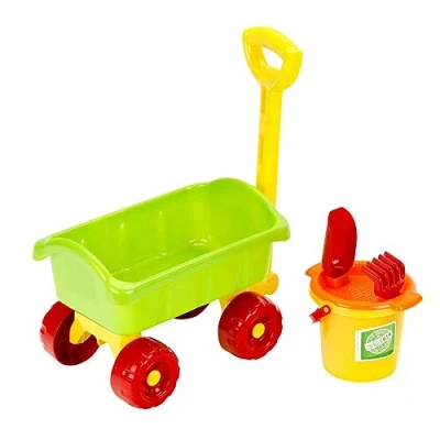 Afbeelding van Theo KLEIN 7619 goes biologische transportwagen met emmer bolderkar van bioplastic emmer, hark, schep en zeef speelgoed voor kinderen vanaf 1 jaar 68 x 21 23 cm