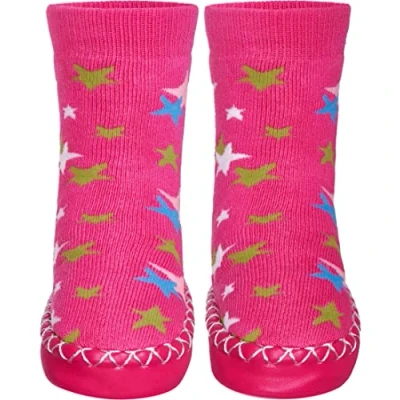 Afbeelding van Playshoes Pantoffelsokken voor kinderen, uniseks, roze sterren