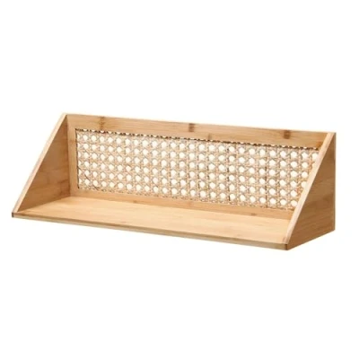 Afbeelding van CALICOSY Wandplank van bamboe en natuurlijk rotan 50 cm