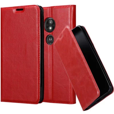 Afbeelding van Cadorabo Hoesje geschikt voor Motorola MOTO E5 PLAY in APPEL ROOD Beschermhoes met magnetische sluiting, standfunctie en kaartvakje Book Case Cover Etui