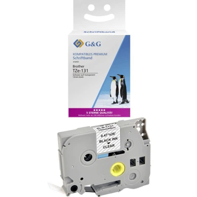 Afbeelding van G&amp;G Labeltape Tapekleur: Transparant Tekstkleur: Zwart 12 mm 8 m