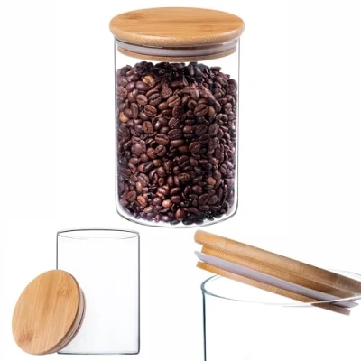 Afbeelding van KADAX Glazen container met bamboedeksel, vaatwasmachinebestendige voorraadpotten, luchtdichte voorraaddozen, opbergdoos voor spaghetti, meel, muesli of koffie