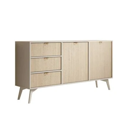 Afbeelding van Meubella Dressoir Essence Beige Licht eiken 158 cm