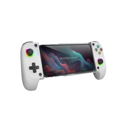 Image de MARSGAMING MGPX Manette de jeu Bluetooth 5.0 2 en 1, RGB Neon, double vibration et fonction Turbo, support smartphone jusqu&#039;à 6,8&quot;, télécommande multifonction compatible PC, Android, iOS consoles,