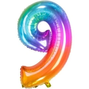 Afbeelding van Helium ballon Yummy Gummy regenboog cijfer 9 81cm