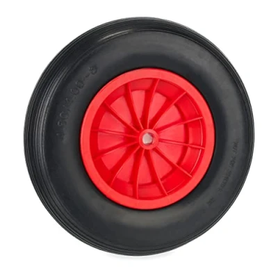 Afbeelding van Relaxdays kruiwagenwiel antilek 4.80/4.00 8 kunststof velg kruiwagenband rubber
