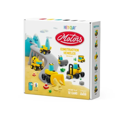 Afbeelding van Hey Clay Boetseerklei Construction Vehicles 12 cans 6 figuren