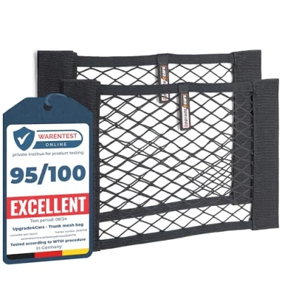 Afbeelding van Upgrade4cars Kofferbakvak met klittenband, 2 auto organizernetten, 40 x 25 cm, elastisch opbergnet, universeel, accessoires, interieuraccessoires, gadget