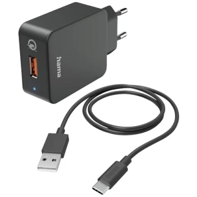 Afbeelding van Hama Snellader Met Oplaadkabel Usb C Qualcomm&amp;Reg; 19,5 W 1,5 M Zwart