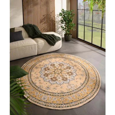 Afbeelding van Rond Vintage Buitenkleed Valenca Nova Geel 230 Cm