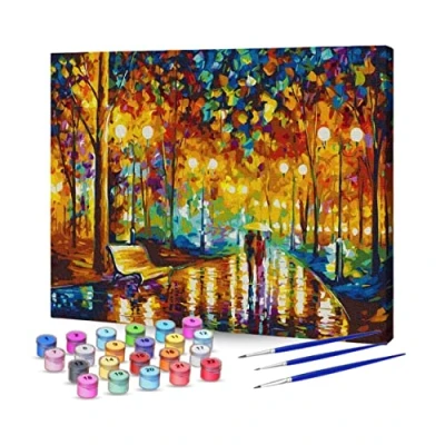 Afbeelding van Rubye® Schilderen op Nummer Volwassenen Romantisch Park Inclusief Verf en Penselen Canvas Schildersdoek Kleuren 40x50cm
