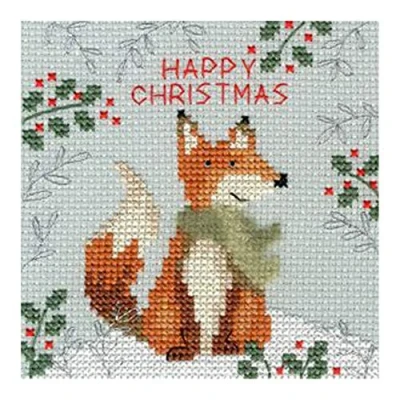 Afbeelding van Borduurpakket kerstkaart Xmas Fox Bothy Threads