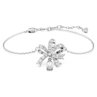 Afbeelding van Swarovski dames VOLTA BRACELET XS BOW WHI/RHS in de kleur Zilver