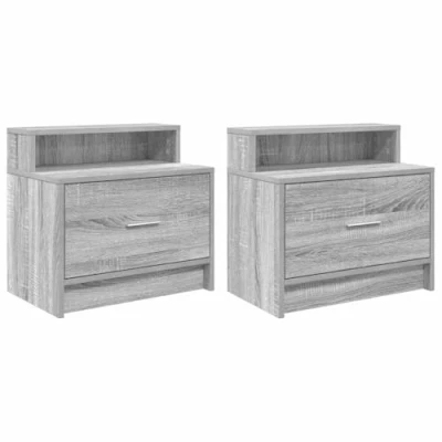 Afbeelding van vidaXL Nachtkastjes 2 st met lade 51x31x47 cm grijs sonoma eikenkleur