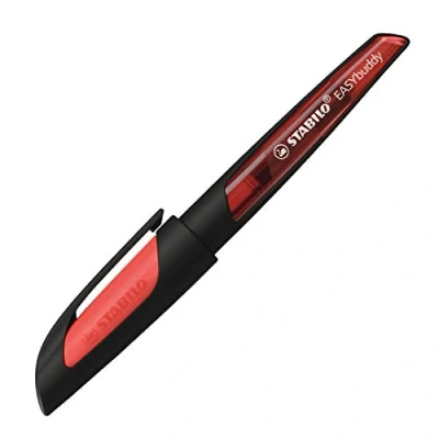 Afbeelding van STABILO EASYbuddy Ergonomische Vulpen Zwart/Koraal Standaard M Punt Voor Rechtshandigen