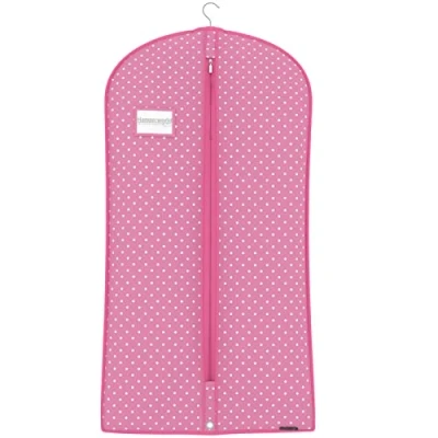 Afbeelding van HANGERWORLD Ademende beschermhoes voor jurken en jurken, 114 cm, roze met stippen