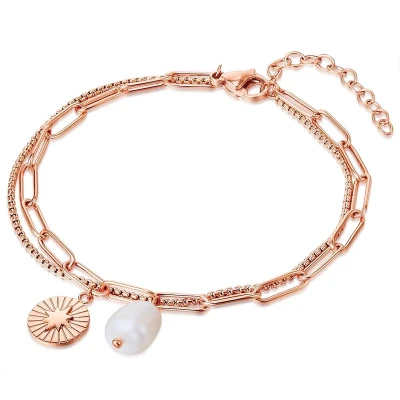 Afbeelding van Valero Pearls Armband Rose goldcoloured, Dames, Maat: One Size, gold/coloured