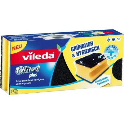 Afbeelding van Vileda Glitzi Plus Schuursponsjes Schoonmaakspons (3 STUKS)