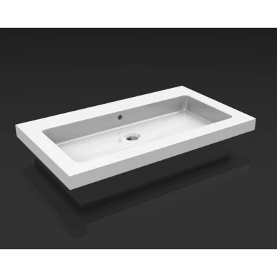 Afbeelding van Wiesbaden Kera wastafel enkel zonder kraangat 80x46x5 cm keramiek glans wit
