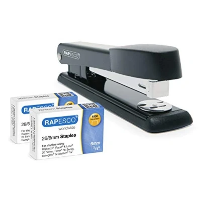 Image de Rapesco 1602 Germ Savvy Antibactérien, Marlin Agrafeuse et 2000 Agrafes 26/6 mm, Noir