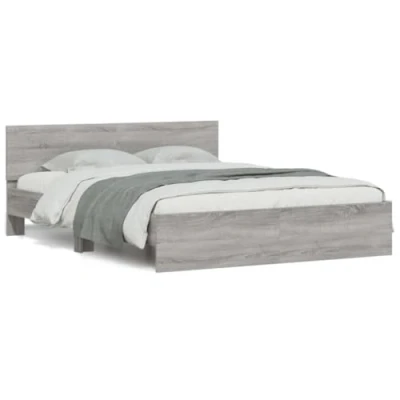 Afbeelding van vidaXL Bedframe met hoofdeinde grijs sonoma eikenkleurig 140x200 cm
