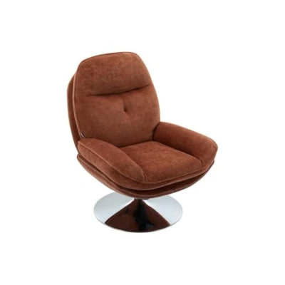 Afbeelding van Vente unique Draaifauteuil van terracottakleurige stof met textuur ILMACA L 78 cm x H 99 D 90
