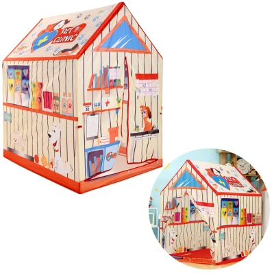 Afbeelding van Cheqo® Kinderspeeltent Dierenarts Speeltent Speelhuisje 95x72cm Dierenkliniek Polyester