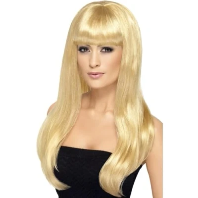 Afbeelding van Smiffys Pruik Babelicious Lang Blond Met pony