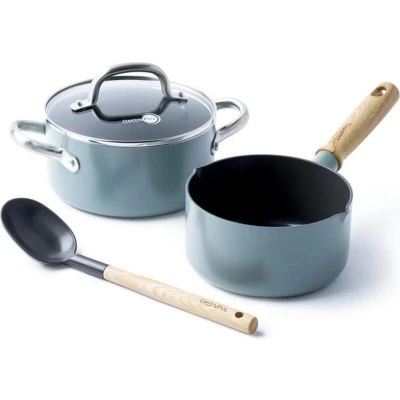 Afbeelding van Greenpan Mayflower Set 2 : Kookpot 20cm + Steelpan 16cm Scheplepel Pannenset
