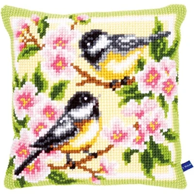 Afbeelding van Kruissteekkussen Meesjes in bloesems 0143499